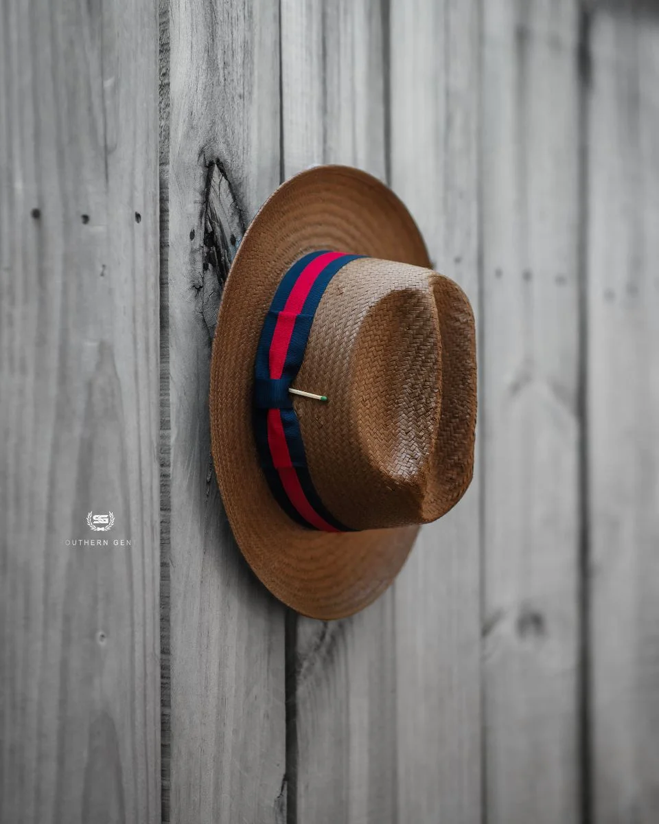 Clearance-Miller Ranch Fedora -- Patriotic Straw [BUY 2 FREE SHIPPING & BOX PACKING]