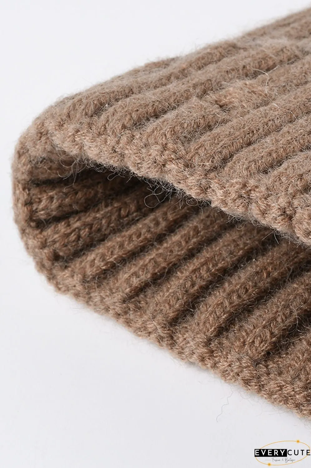 Distressed Rib-Knit Beanie