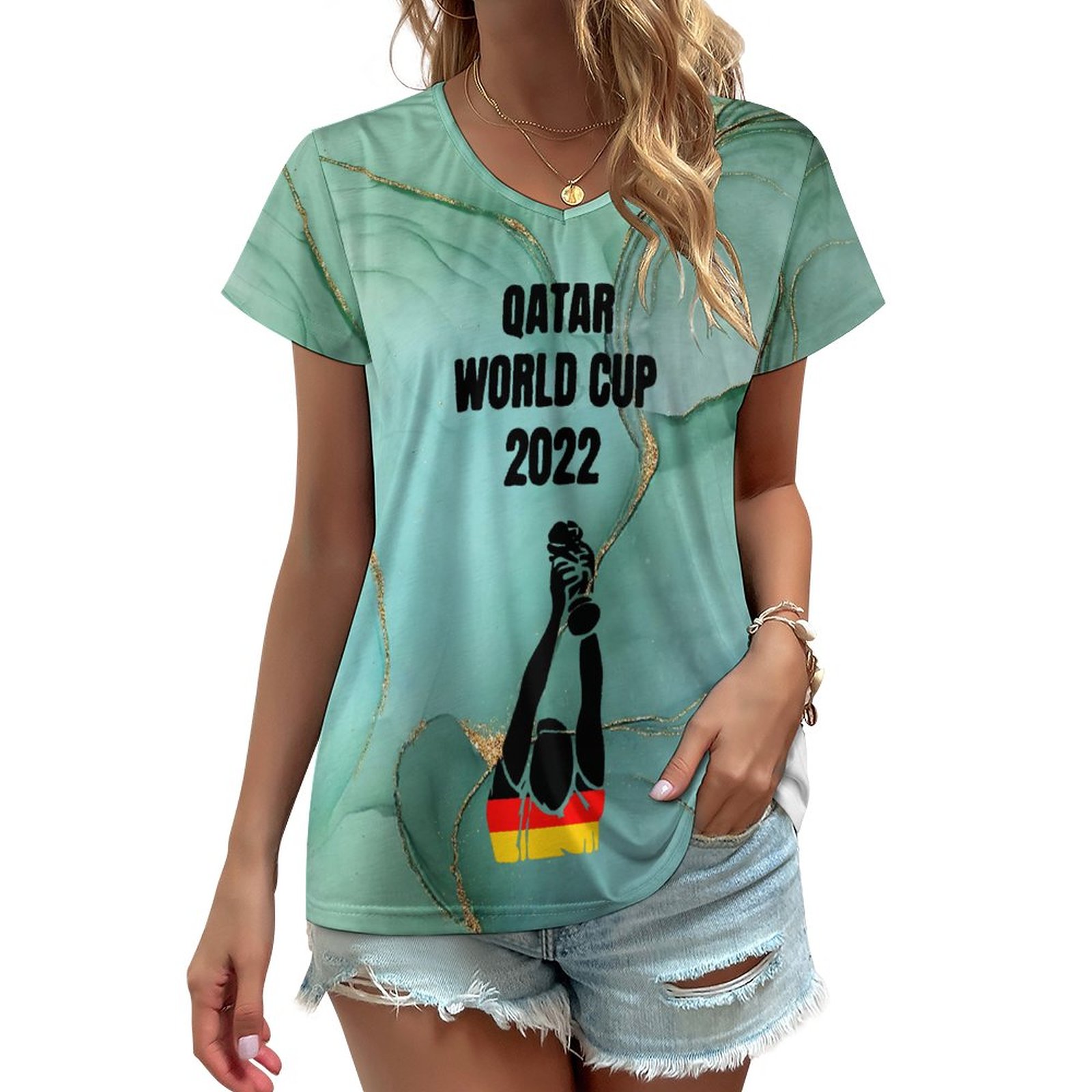 Qatar 2022 World Cup Germany V-Neck Tee
