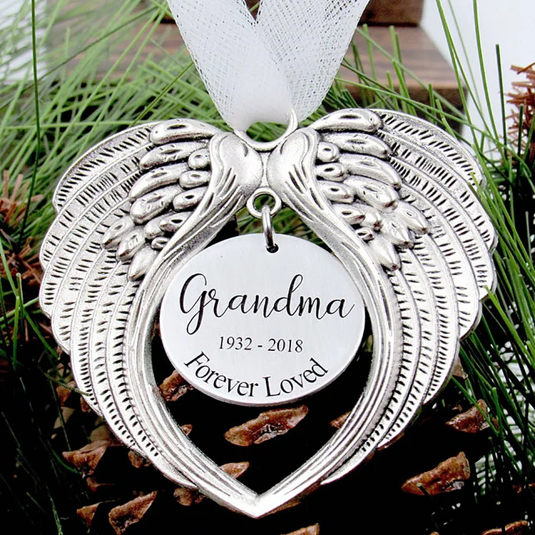 Personalized Angel Wings Ornament Custom Name and Date Memorial Gifts