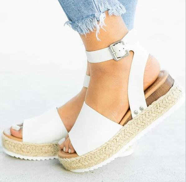 Women's Buckle Fish Mouth Sandals