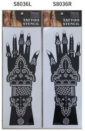 1pair 2pcs hand sleeve temporary tattoo stencil henna lace mandala tattoo template spray paint templates sheets lotus flowers