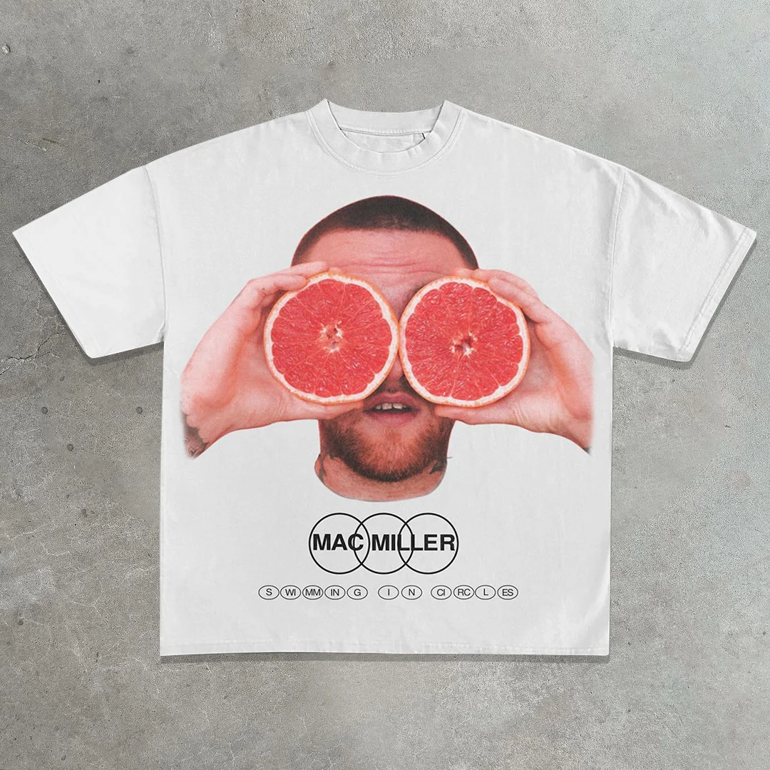 Casual street rapper printed T-shirt