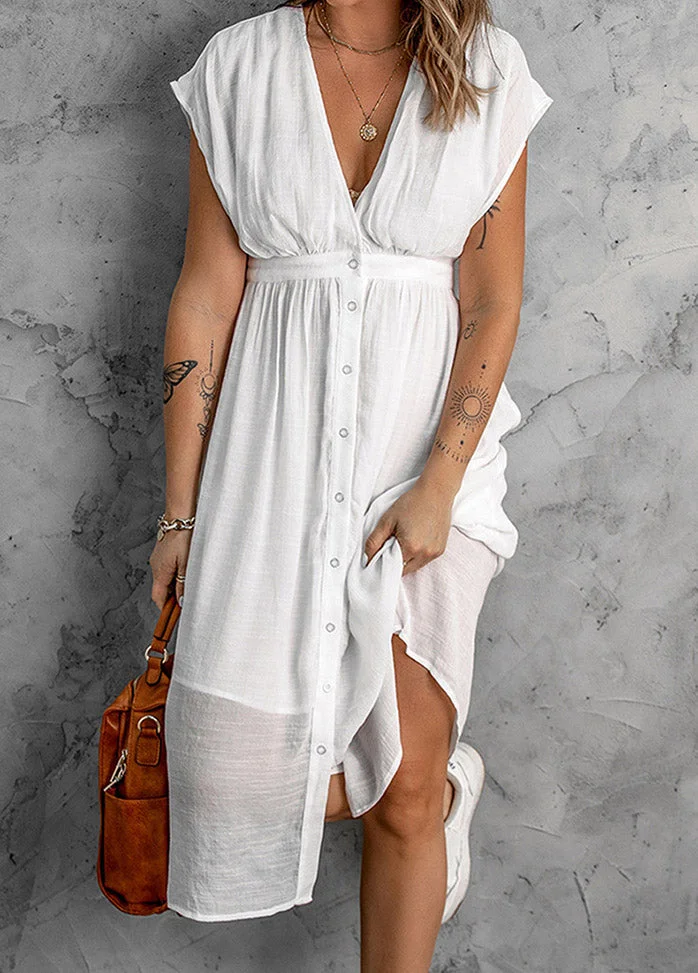 Solid Sleeveless Slinky Dress