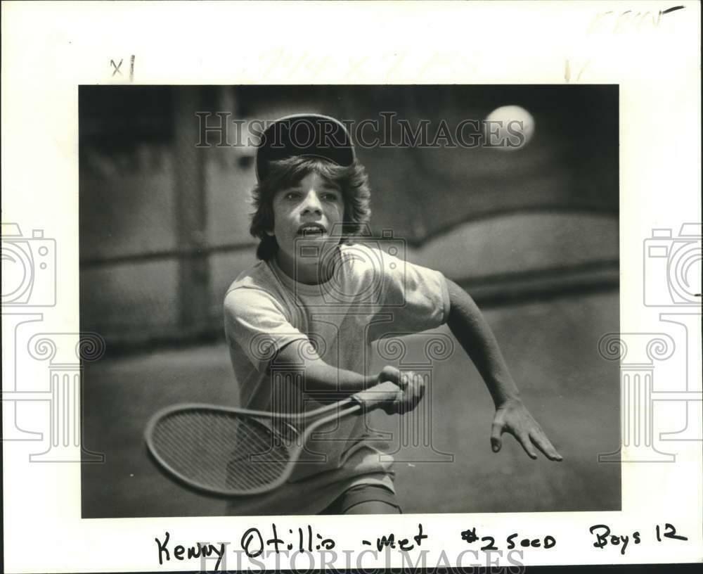 Press Photo Poster painting Youth tennis player Kenny Otillio returns shot in LA State Tourney