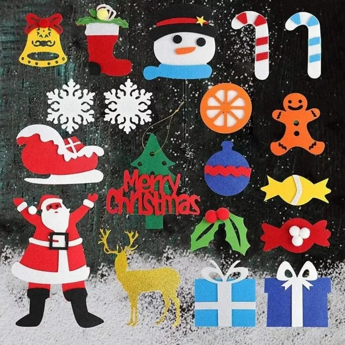 Felt Christmas Wreath with LED Light Door Wall Hanging Christmas Decoration Kit