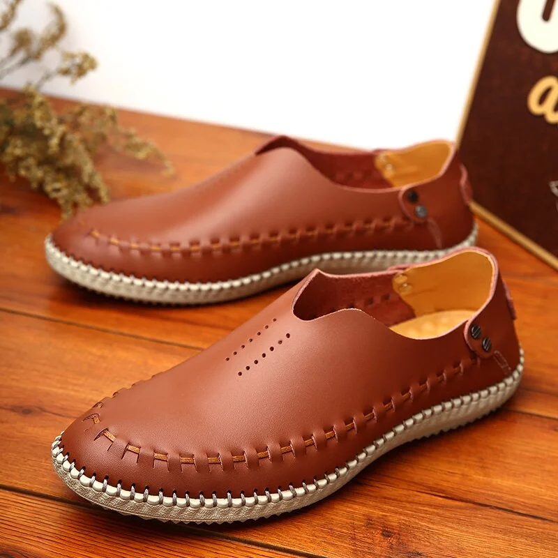 Nine o'clock 2021 New Men Casual Loafers Quality Breathable Male Shoes Leather Casual Footwear Stylish Handmade Slip-on Big Size