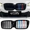BILLDIO G01 G02 Grill - Black Kidney Grille Compatible With 2022-IN BMW X3 G01 X4 G02 ABS Double Slat Color Grille