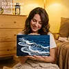 uk.everydayedeals DIY Pearl Painting With Frame - Handmade Self-Adhesive Pearls - Waves(20*30cm)