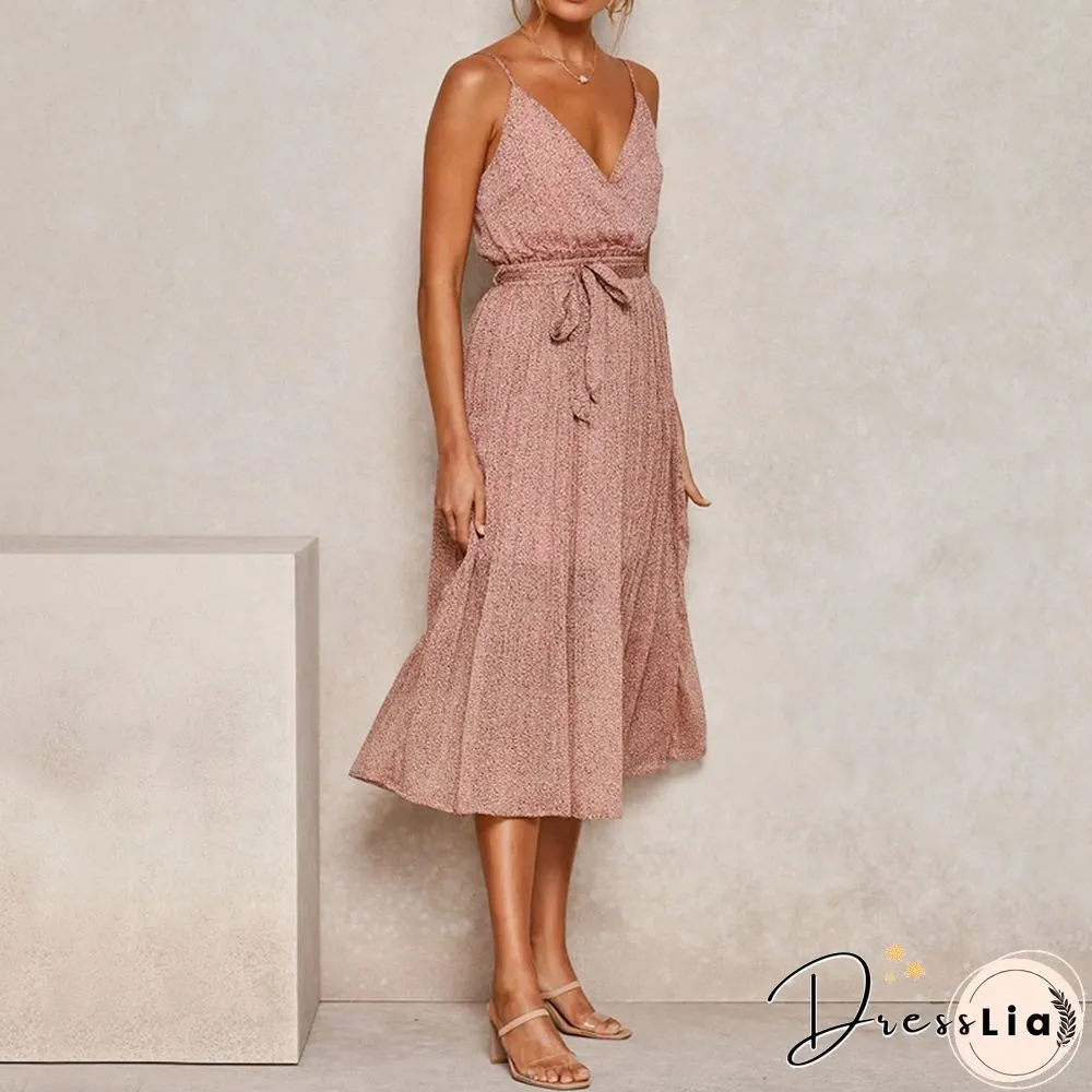 Pleated Elegant Dress With Fashionable Suspenders