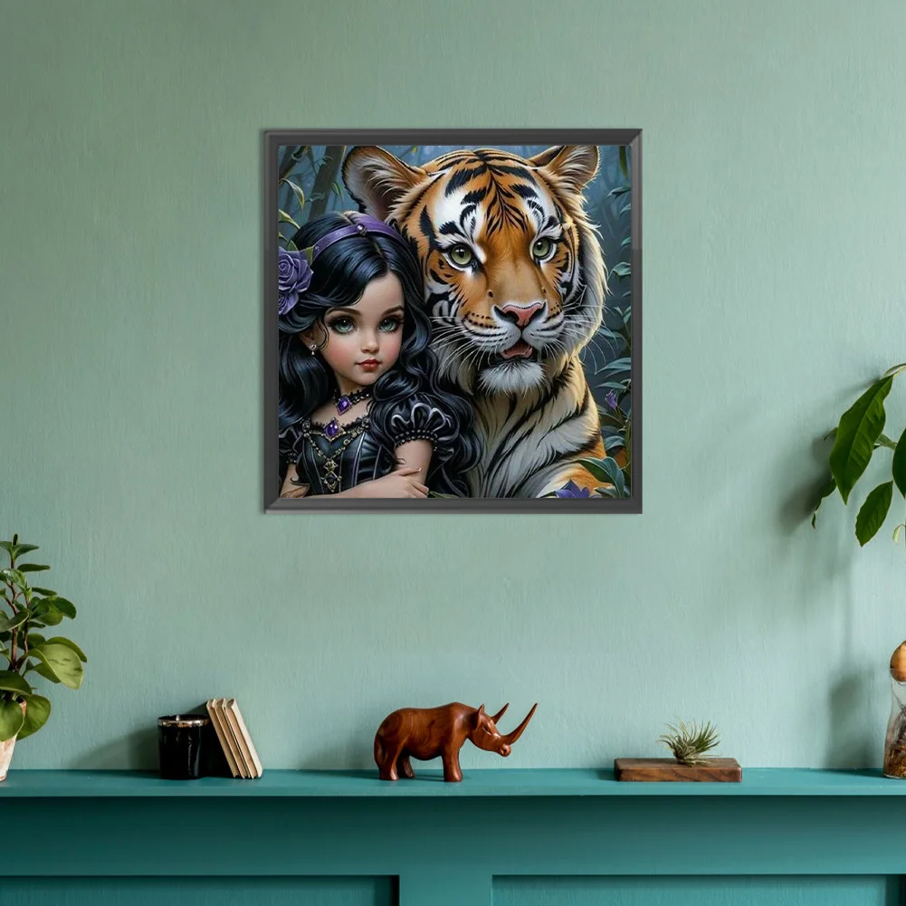 Diamond Painting - Full Round Drill - Tiger Girl(Canvas|30*30cm)