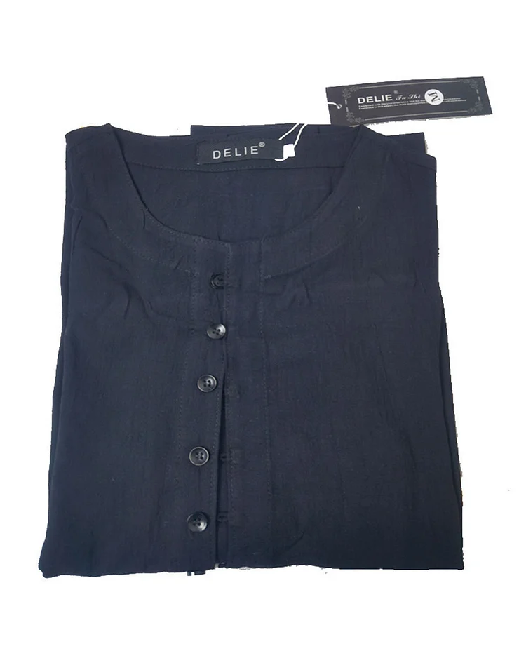 Men's Casual Round Neck Button Long Sleeve Top
