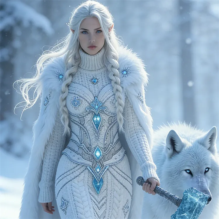 Classy Viking Warrior Inspired Cozy Turtleneck Sweater Dress