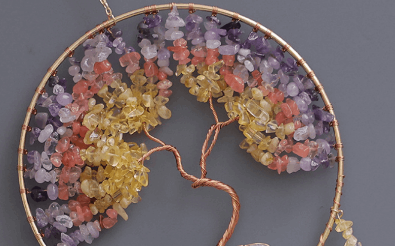 Crystal Tree of Life Dreamcatcher with Agate Slices
