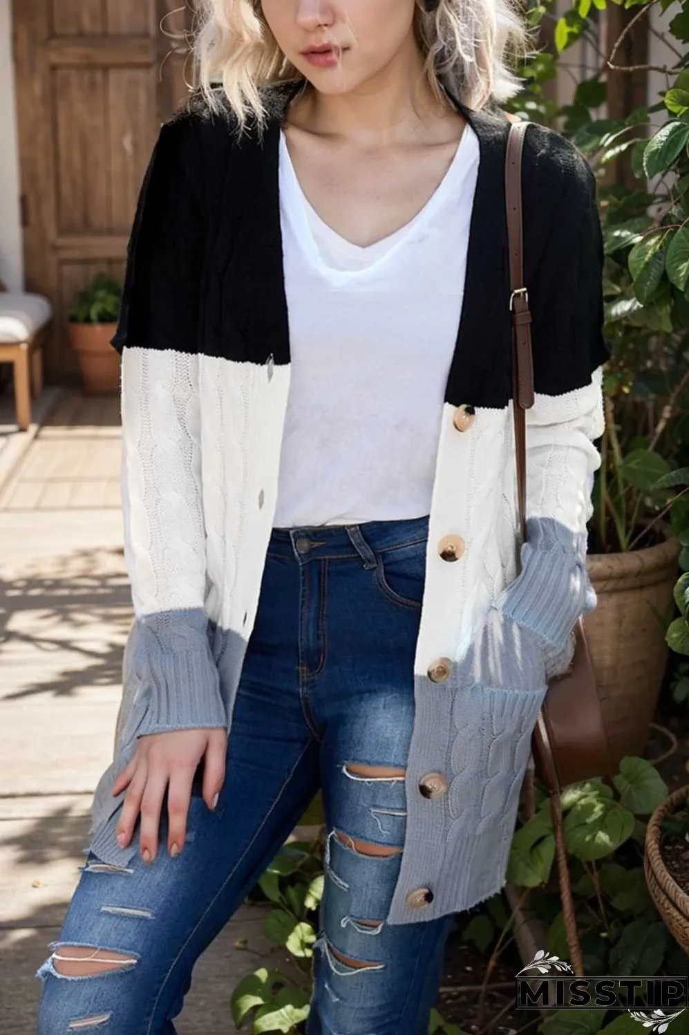 cozy cable knit button front long sleeve cardigan