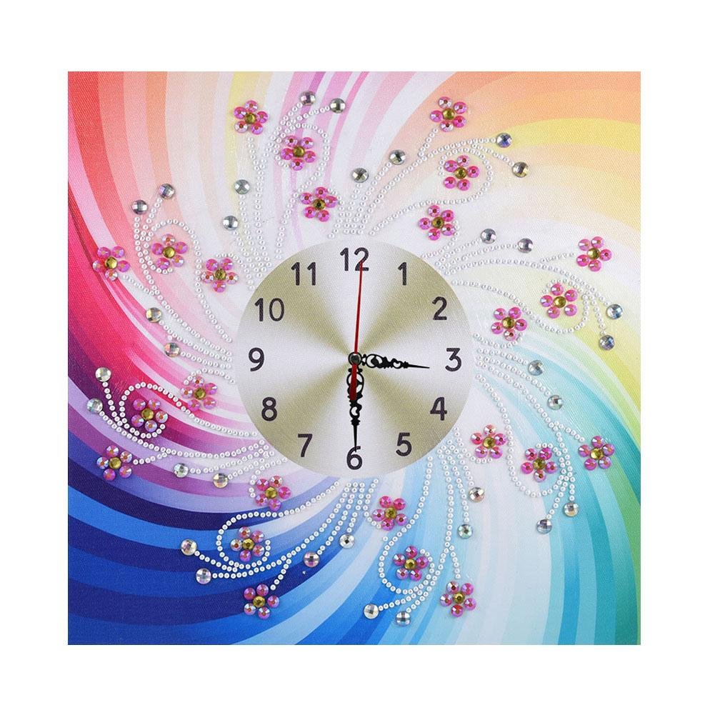 Pearls Floral Wall Clock - Partial Drill - Diamond Painting