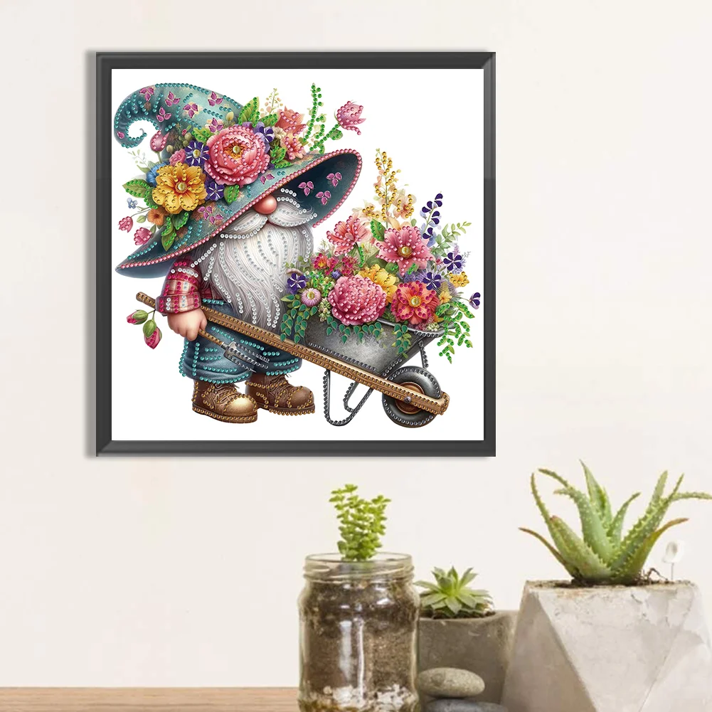 Diamond Painting - Partial Special Shaped Drill - Flower Gnome(Canvas|30*30cm)