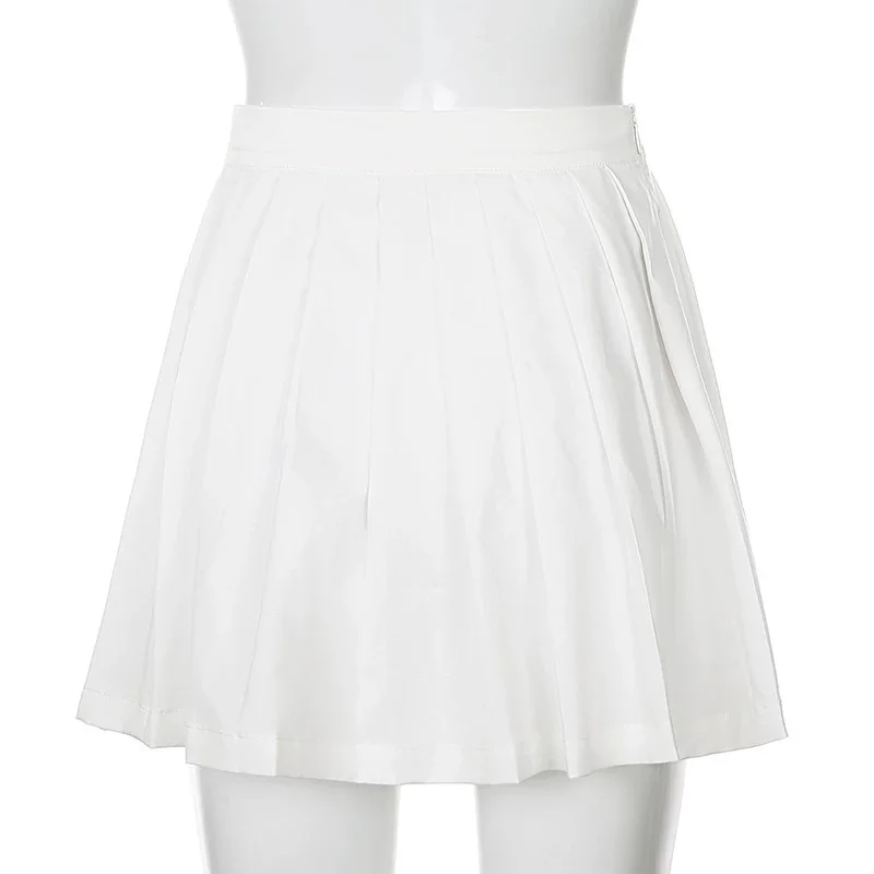 Uveng Uveng White Pleated Skirt Short Female Elastic Waist Mini Skirt Sexy Micro Summer Embroidery Mini Tennis Skirt New Style