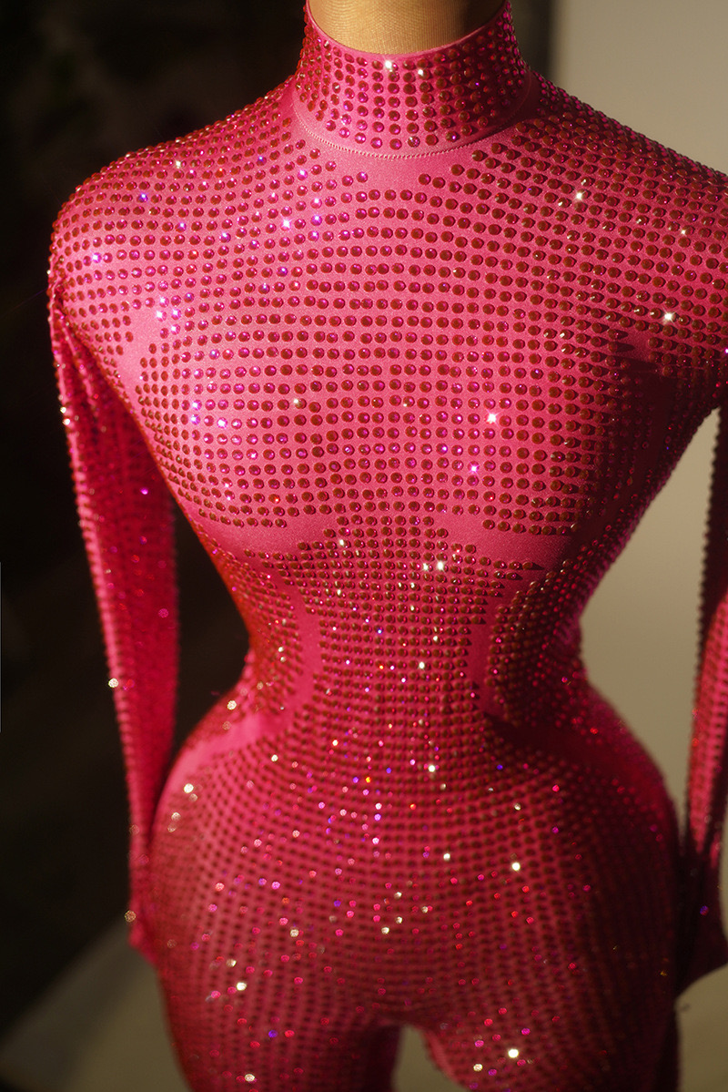 GOOSHOE Colorful Diamonds Rhinestones Sheath Jumpsuit