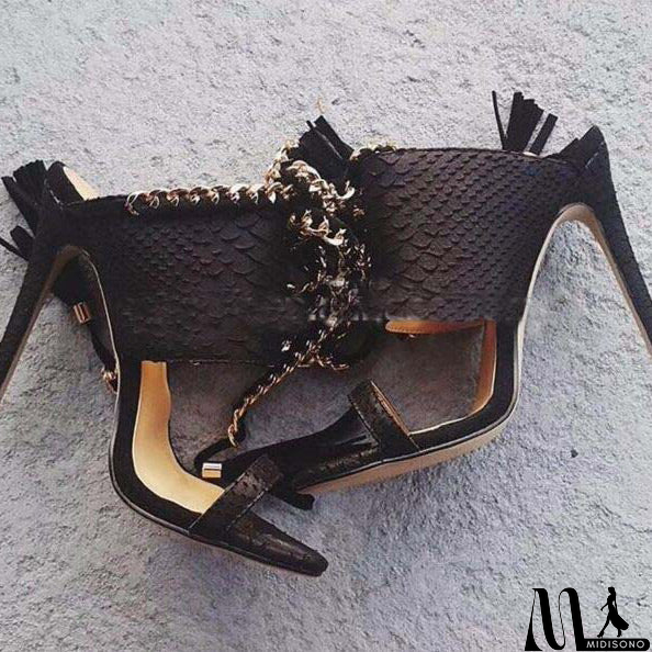 MidiSono - Peep Toe High Heel Lace-up Sandals