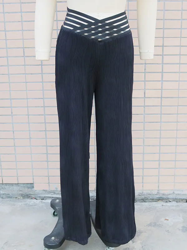 Elastic Drawstring Pleated Trousers