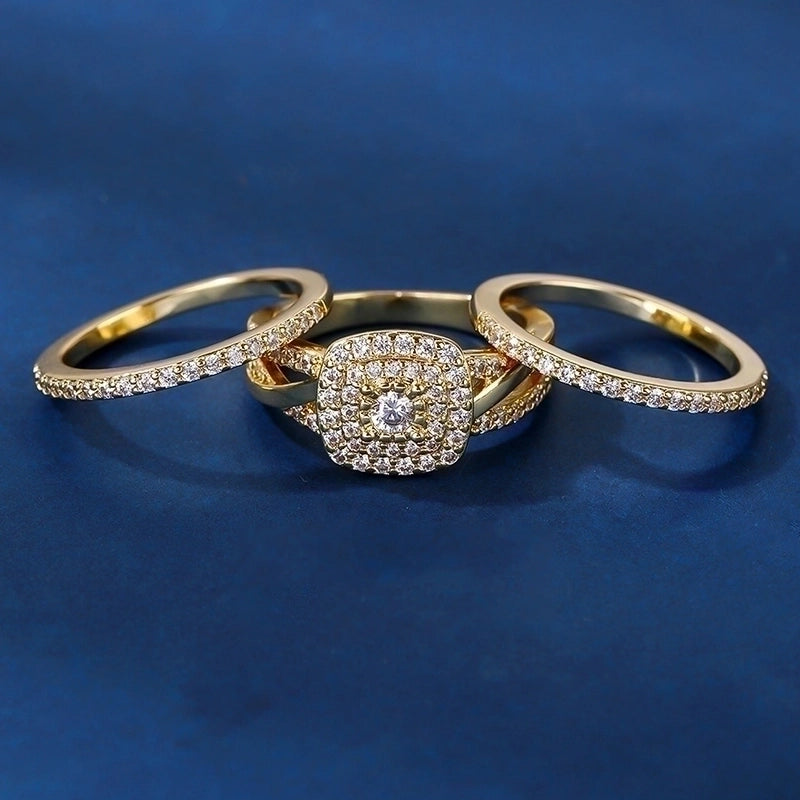 Elegant Square Copper Plating Inlay Zircon White Gold Plated Gold Plated Rings