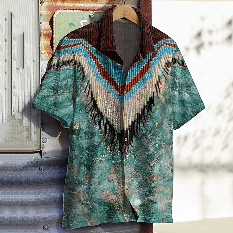 Men'S Vintage Western Ethnic Tassel Art Casual Shirt