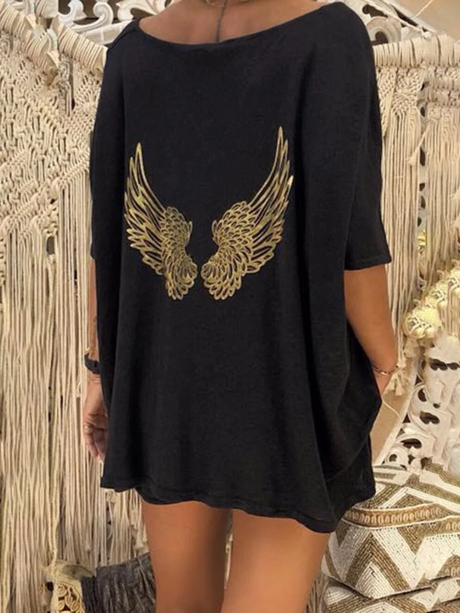 Two Piece Set with Stylish Back Wings Printing
