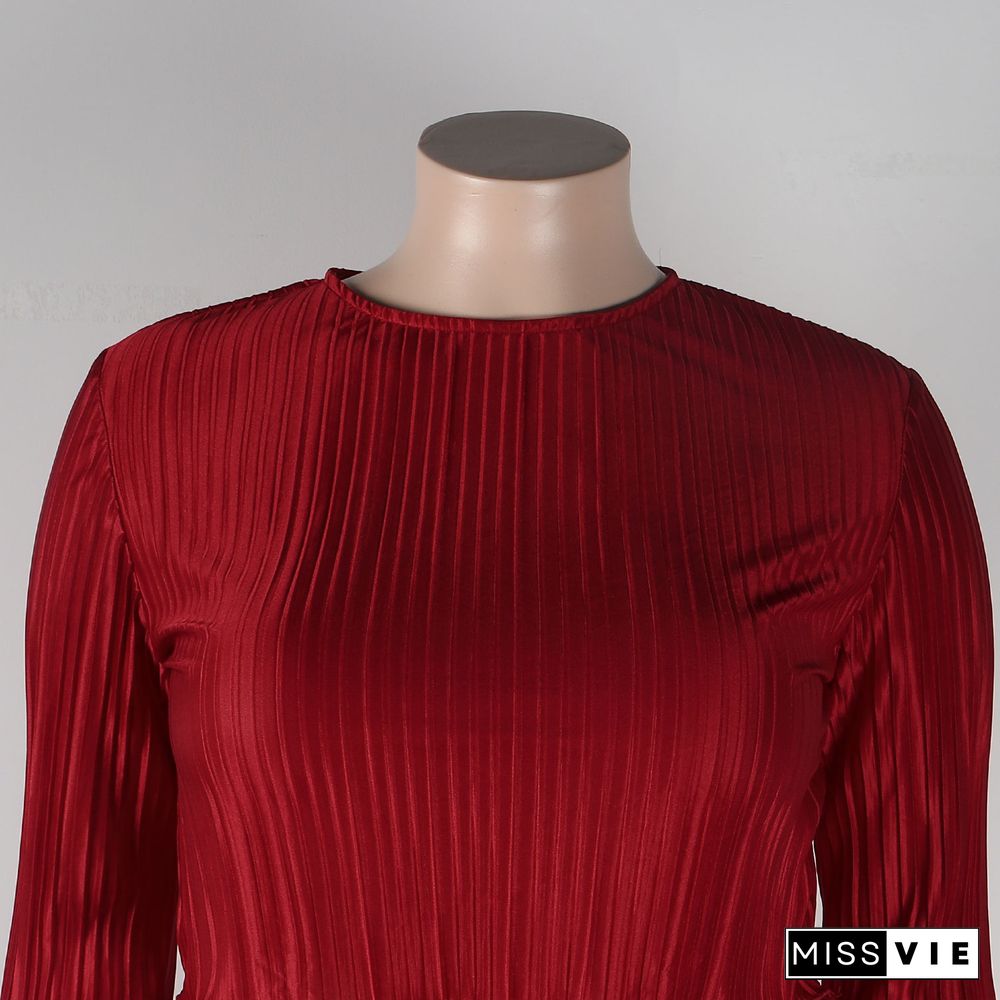 Pleated Loose Blouse Crop Top Wide Leg Pants Outfits