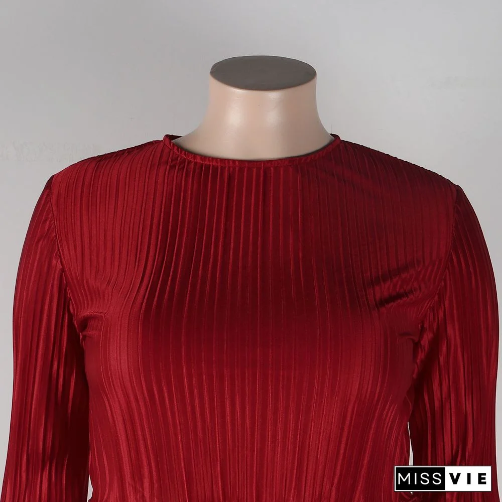 Pleated Loose Blouse Crop Top Wide Leg Pants Outfits