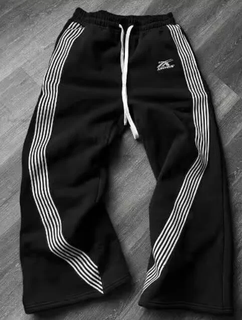 Aonga 2025 American Retro Simple Striped Sweatpants Y2K Harajuku Hip Hop Jogging Pants Wide Leg Pants Streetwear Loose Casual Pants aonga