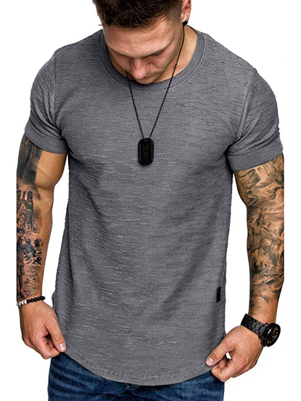 BrosWear Fashion Round Neck Solid Color Short Sleeve T-shirt