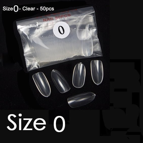 50pcs/bag Sold by separate size 10 sizes available size 0 1 2 3 4 5 6 7 8 9 false oval fake nail tips YW30-YW39