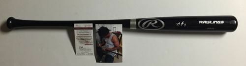 Autographed/Signed MAIKEL FRANCO Black Pro Model 34 Baseball Bat JSA COA Photo Poster painting