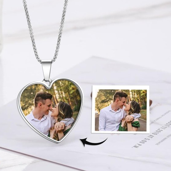 Collier Coeur Photo Personnalisé Prénom Gravé Jessemade FR