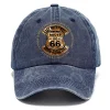 Route 66 Road Trip Print Washed Cotton Sun Hat Vintage Outdoor Casual Cap by Inlyline