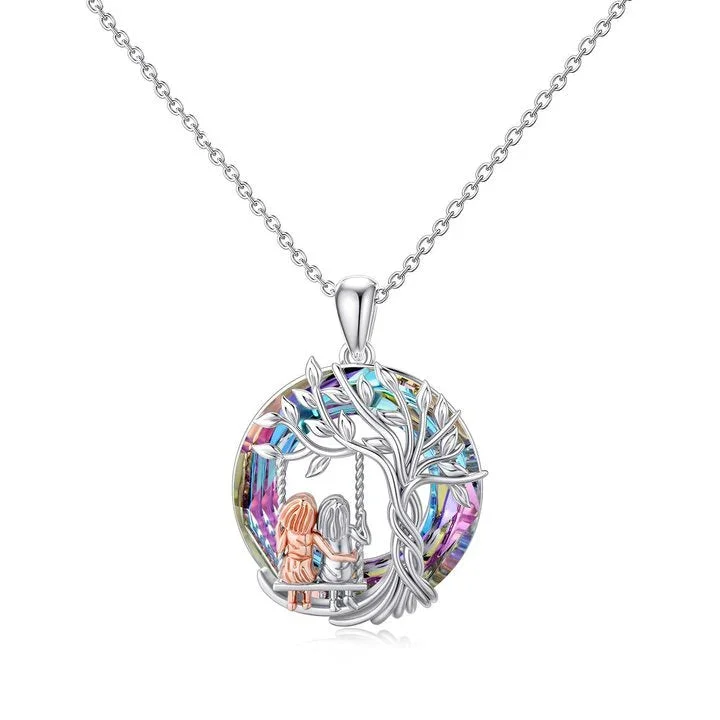 For Friend - S925 Not Sisters by Blood but Sisters by Heart Crystal Tree of Life Necklace