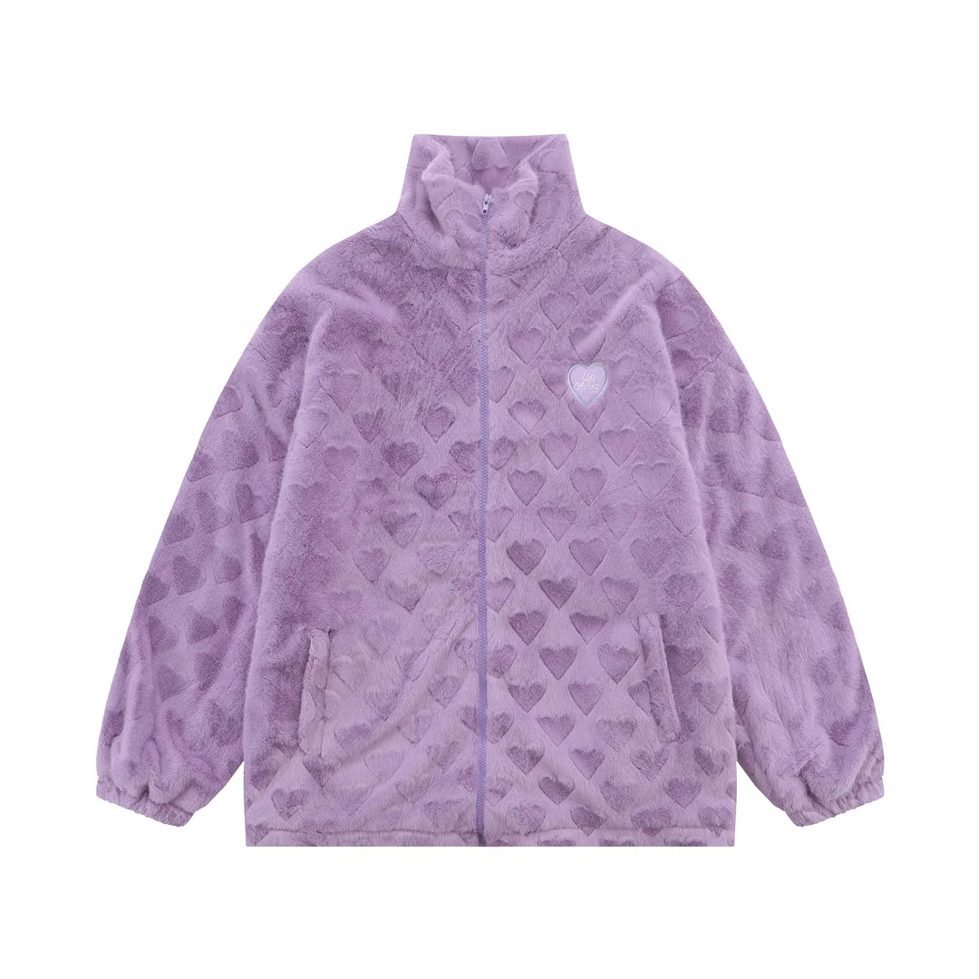 BTS Purple Thickened lamb wool love coat