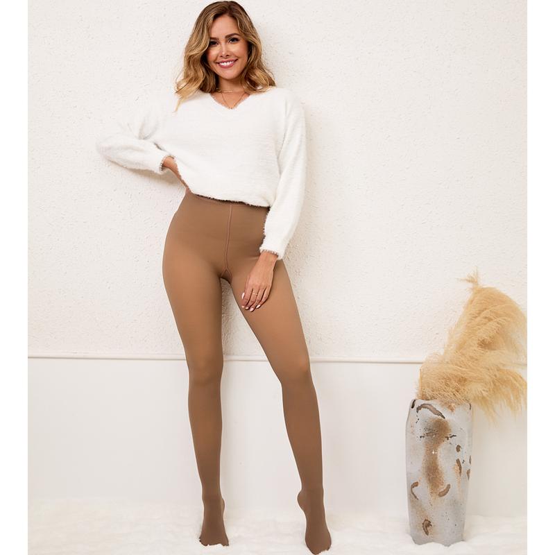 EOJN Women's Fleece Lined Tights Fake Translucent Warm Thermal Pantyhose Sheer Thick Leggings Ladies Under Dress for Winter with Plush Inner Layer,High quality Tights,Soft and Breathable,5 Colours,Normal and Plus size,Stretchy,Everyday,Minimalist,Slim.