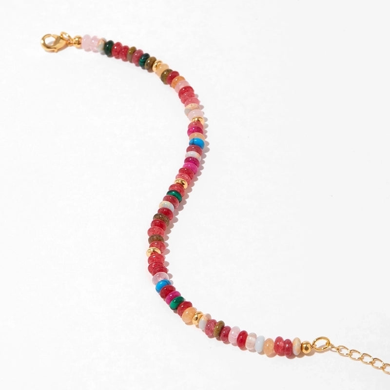 Turquoise Copper Beaded Crystal Artificial Crystal Natural Stone Turquoise Bracelets