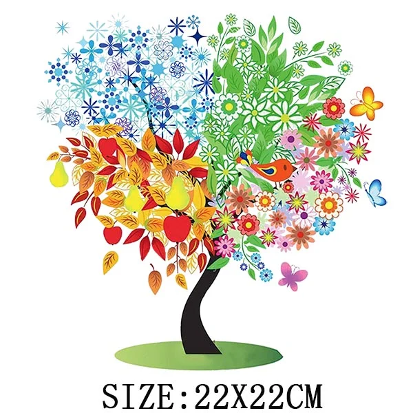 Beautiful Tree Thermal Stickers On T-shirt DIY Washable Iron On Transfer For Clothing Pretty Design On Woman Clothes Patch Decor