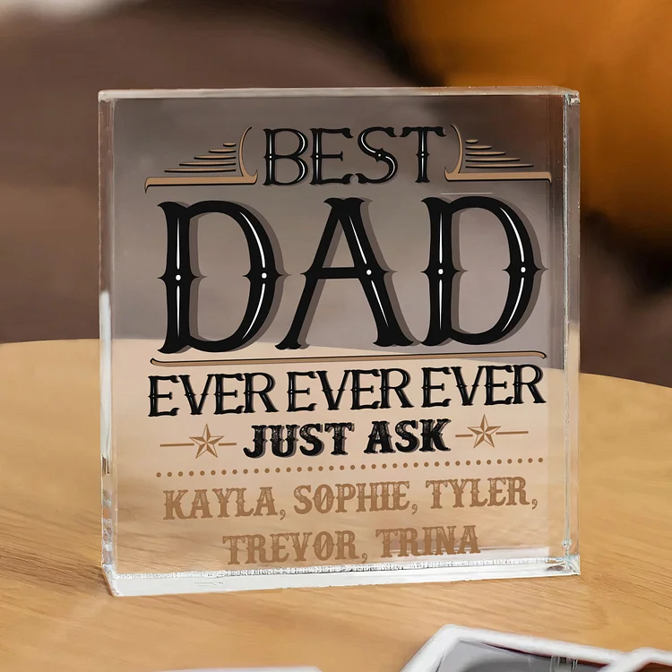 Personalized Acrylic Square Keepsake Custom 1 Text Rectangle Plaque Home Decor Father's Day Gift  - Best Dad Ever