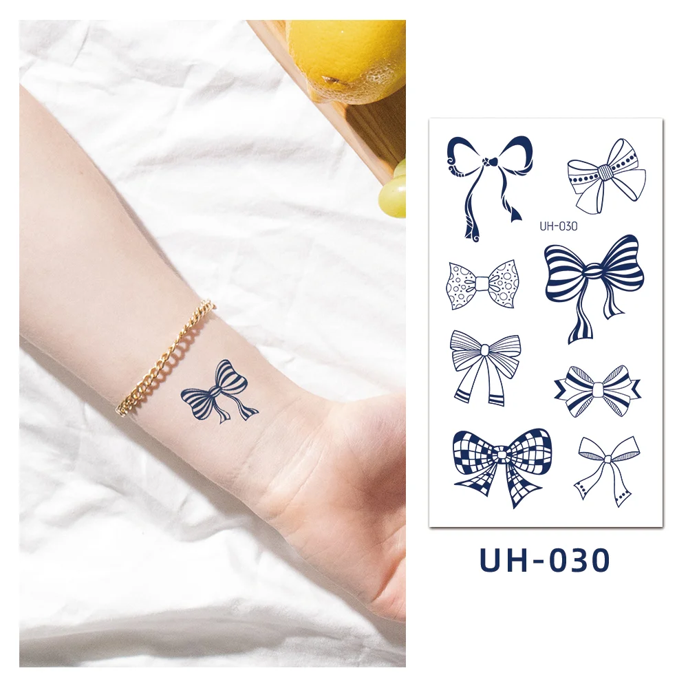 Sdrawing Stickers Semi-permanent Juice Lasting Tattoo Blue Butterfly Fake Waterproof Tattoos Temporary Women Arm Chest Body Art