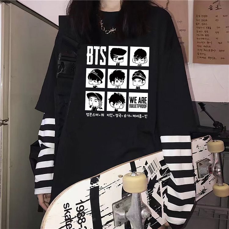 BTS Proof Cartoon Fake Two-piece Sweatshirt