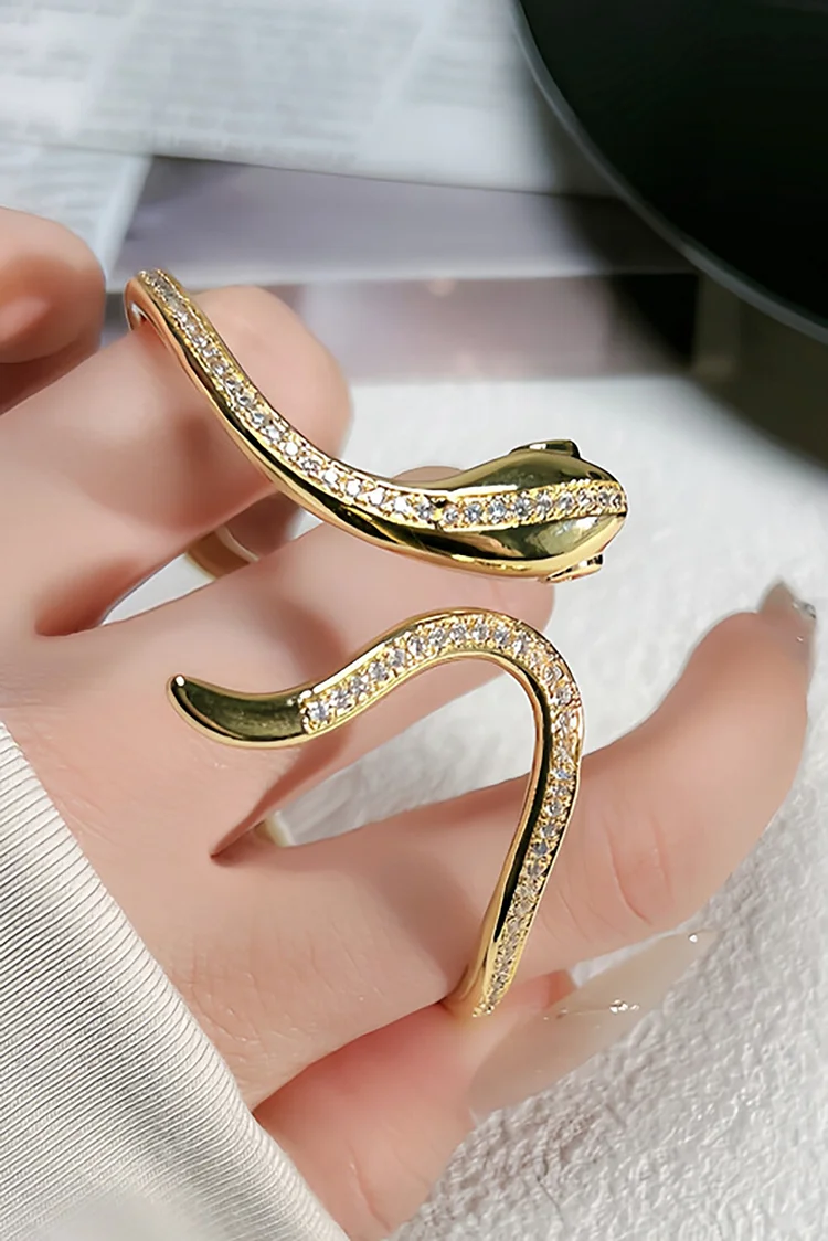 Rhinestone Decor Snake-Shaped Open Bracelet