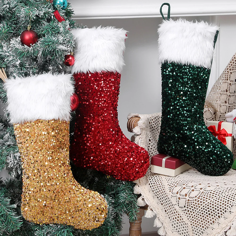 Gift bag for socks with plush sequins for decoration of props