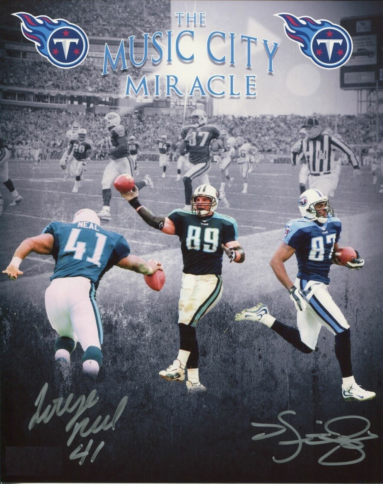 Lorenzo Neal / Kevin Dyson Autographed Signed 8x10 Photo Poster painting ( Titans ) REPRINT
