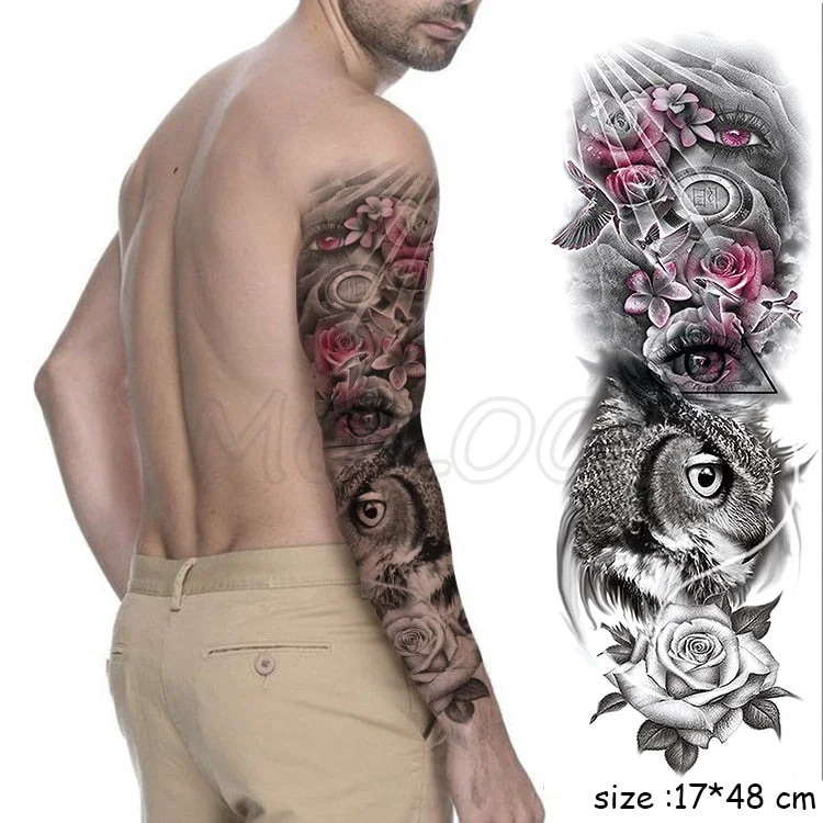 Waterproof Temporary Tattoo Sticker Full Arm Large Virgin Cross Tatoo Stickers Flash Fake Tattoos for Men Women