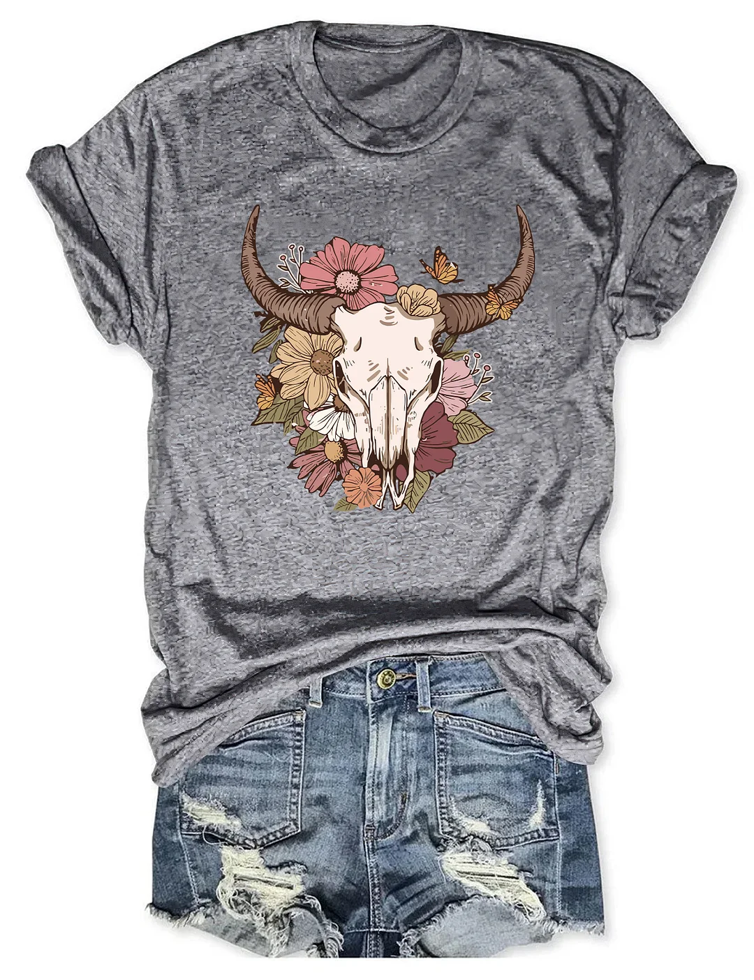 Boho Cow Skull T-shirt