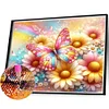 Diamond Painting-DIY Full Round Drill Pearl Daisy Butterfly(35*30CM）